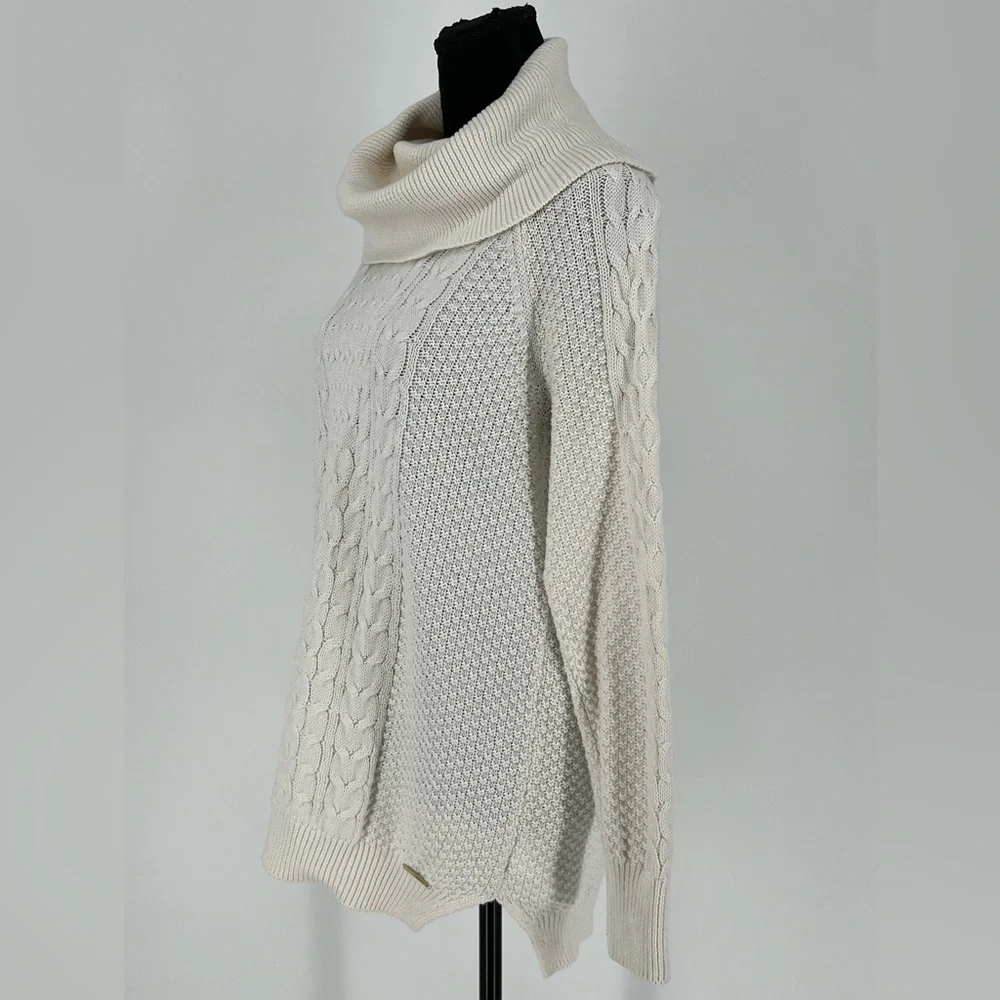 MICHAEL KORS IVORY CABLE KNIT COWL NECK‎ SWEATER